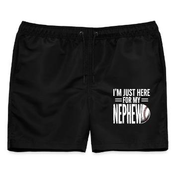 Ich bin nur wegen meines Neffen Baseball hier. - Männer Badeshorts - Schwarz - Vorne - AI Model Male 178 light (178cm)
