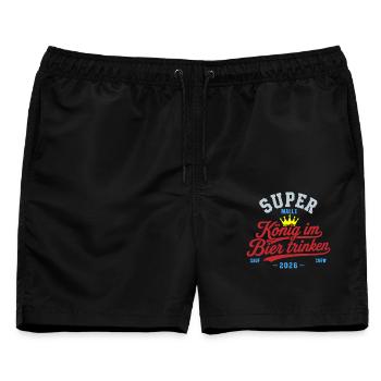 Malle 2026 König im Bier trinken 2026 - Männer Badeshorts - Schwarz - Vorne - AI Model Male 178 light (178cm)