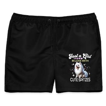 Spitz Zwergspitz Mädchen - Männer Badeshorts - Schwarz - Vorne - AI Model Male 178 light (178cm)