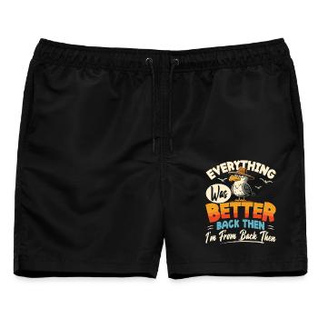 Nostalgie Damals War Alles Besser - Männer Badeshorts - Schwarz - Vorne - AI Model Male 178 light (178cm)
