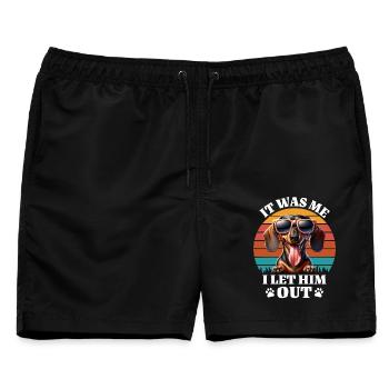 Lustige Dackel Sprüche - Männer Badeshorts - Schwarz - Vorne - AI Model Male 178 light (178cm)