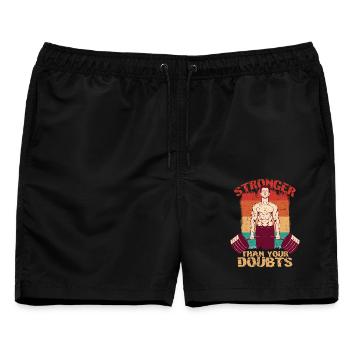 Fitnesstrainer Stronger Than Your Doubts - Männer Badeshorts - Schwarz - Vorne - AI Model Male 178 light (178cm)