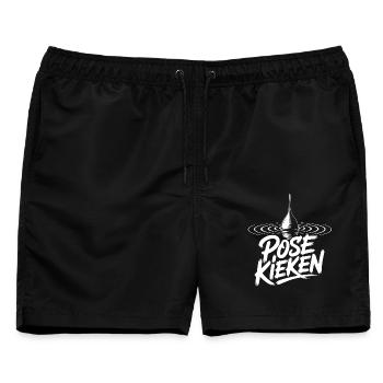 Angler Pose Design - Männer Badeshorts - Schwarz - Vorne - AI Model Male 178 light (178cm)
