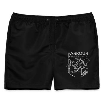 Parkour - Männer Badeshorts - Schwarz - Vorne - AI Model Male 178 light (178cm)