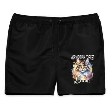 Norwegische Waldkatze Papa - Männer Badeshorts - Schwarz - Vorne - AI Model Male 178 light (178cm)