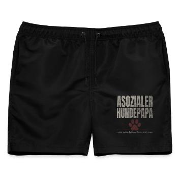 Asozialer Hundepapa Fellnase - Männer Badeshorts - Schwarz - Vorne - AI Model Male 178 light (178cm)