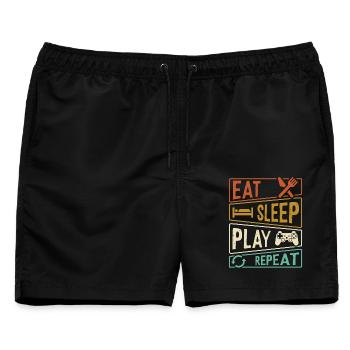 Gamer life Eat Sleep Play Repeat  - Männer Badeshorts - Schwarz - Vorne - AI Model Male 178 light (178cm)