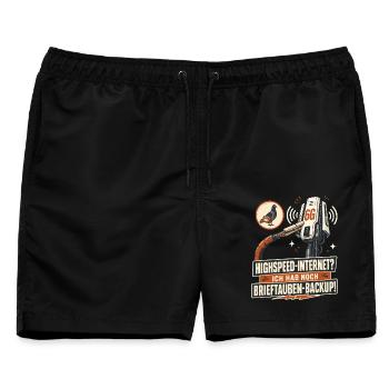Brieftauben Backup Für Highspeed Internet. - Männer Badeshorts - Schwarz - Vorne - AI Model Male 178 light (178cm)