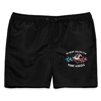 Paint Horse Herzlinie Pferd - Männer Badeshorts - Schwarz - Vorne - AI Model Male 178 light (178cm)