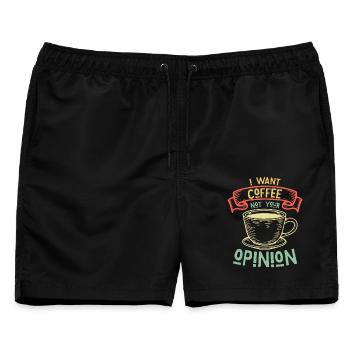 I Want Coffee Not Your Opinion Humor - Männer Badeshorts - Schwarz - Vorne - AI Model Male 178 light (178cm)