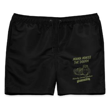 Sauerteigbrot-Backmama macht den Teig - Männer Badeshorts - Schwarz - Vorne - AI Model Male 178 light (178cm)