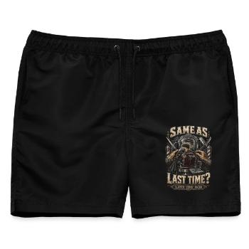 Barber Barbier Same As Last Time? - Männer Badeshorts - Schwarz - Vorne - AI Model Male 178 light (178cm)