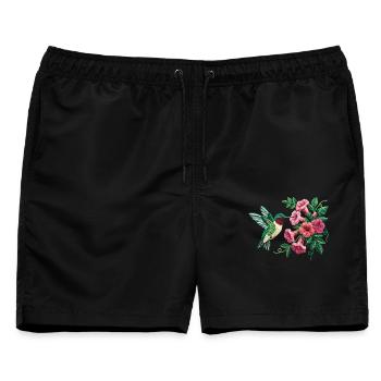 Rubinkehlkolibri-Floral - Männer Badeshorts - Schwarz - Vorne - AI Model Male 178 light (178cm)