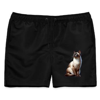Siamkatze - Männer Badeshorts - Schwarz - Vorne - AI Model Male 178 light (178cm)
