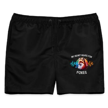 Rotfuchs Fuchs Herzlinie - Männer Badeshorts - Schwarz - Vorne - AI Model Male 178 light (178cm)