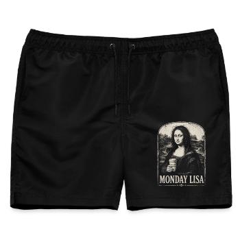 Monday Lisa – Surviving Mondays - Männer Badeshorts - Schwarz - Vorne - AI Model Male 178 light (178cm)