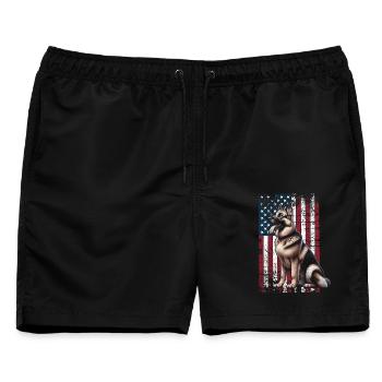 German Shepherd US Deutscher Schäferhund - Männer Badeshorts - Schwarz - Vorne - AI Model Male 178 light (178cm)