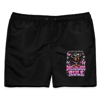 Alle Hunde sind cool, aber Dackel regieren - Männer Badeshorts - Schwarz - Vorne - AI Model Male 178 light (178cm)