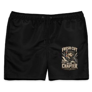 Barber Barbier Fresh Cut New Chapter - Männer Badeshorts - Schwarz - Vorne - AI Model Male 178 light (178cm)