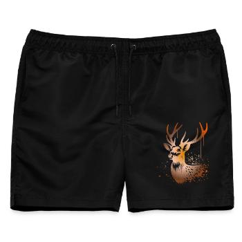 Sikahirsch Sika Deer - Männer Badeshorts - Schwarz - Vorne - AI Model Male 178 light (178cm)