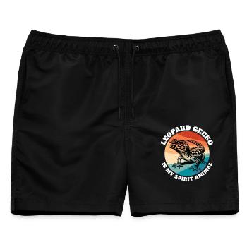 Leopardgecko Sprüche - Männer Badeshorts - Schwarz - Vorne - AI Model Male 178 light (178cm)