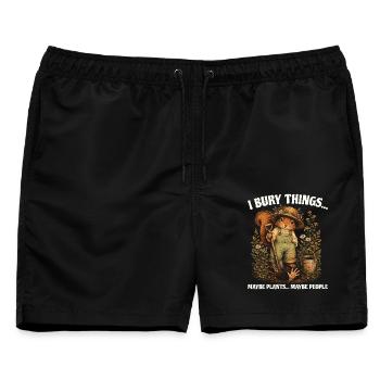 Ich vergrabe Dinge, vielleicht pflanze ich Eichhörnchen. - Männer Badeshorts - Schwarz - Vorne - AI Model Male 178 light (178cm)