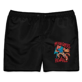 Reiter Reiterin Pferd Neigh-Sayers Beware - Männer Badeshorts - Schwarz - Vorne - AI Model Male 178 light (178cm)