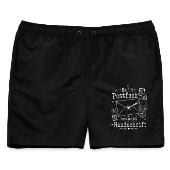 Analoge Freundschaft mit Briefcharme - Männer Badeshorts - Schwarz - Vorne - AI Model Male 178 light (178cm)