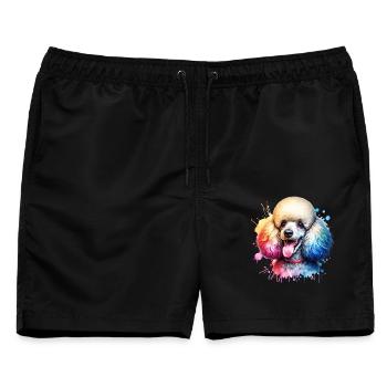 Pudel Motiv - Männer Badeshorts - Schwarz - Vorne - AI Model Male 178 light (178cm)