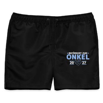 Babyparty Befördert zum Onkel 2027 - Männer Badeshorts - Schwarz - Vorne - AI Model Male 178 light (178cm)