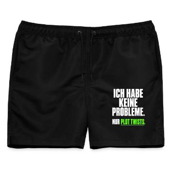 Ich habe keine Probleme Plot Twists - Männer Badeshorts - Schwarz - Vorne - AI Model Male 178 light (178cm)