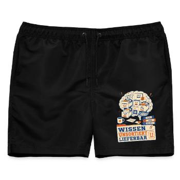 Wissen unsortiert lieferbar - Männer Badeshorts - Schwarz - Vorne - AI Model Male 178 light (178cm)