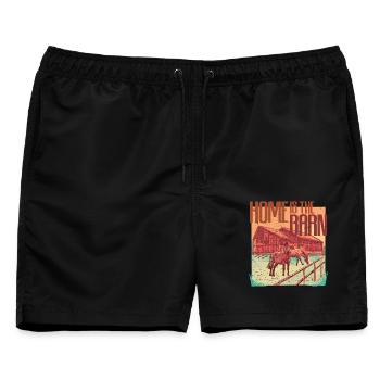 Reiter Reiterin Pferd Home Is The Barn - Männer Badeshorts - Schwarz - Vorne - AI Model Male 178 light (178cm)