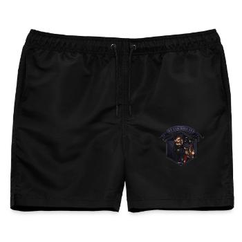 Wir können es drehen! Vitiligo - Männer Badeshorts - Schwarz - Vorne - AI Model Male 178 light (178cm)