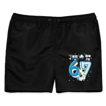 Ich war 6 Jetzt bin ich 7 Geburtstagsshirt Kinder 7 Geburtstag - Männer Badeshorts - Schwarz - Vorne - AI Model Male 178 light (178cm)