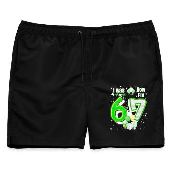 Ich war 6 Jetzt bin ich 7 Geburtstagsshirt Kinder 7 Geburtstag - Männer Badeshorts - Schwarz - Vorne - AI Model Male 178 light (178cm)
