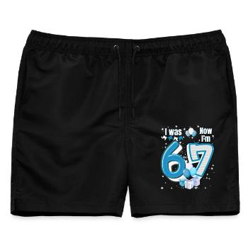 Ich war 6 Jetzt bin ich 7 Geburtstagsshirt Kinder 7 Geburtstag - Männer Badeshorts - Schwarz - Vorne - AI Model Male 178 light (178cm)