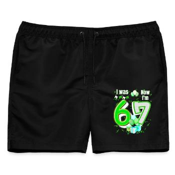 Ich war 6 Jetzt bin ich 7 Geburtstagsshirt Kinder 7 Geburtstag - Männer Badeshorts - Schwarz - Vorne - AI Model Male 178 light (178cm)