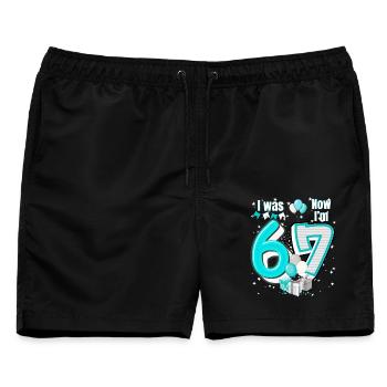 Ich war 6 Jetzt bin ich 7 Geburtstagsshirt Kinder 7 Geburtstag - Männer Badeshorts - Schwarz - Vorne - AI Model Male 178 light (178cm)