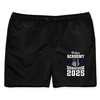 Polizeiakademie Überlebende 2025 Abschlusspolizei - Männer Badeshorts - Schwarz - Vorne - AI Model Male 178 light (178cm)