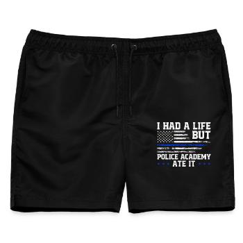 Polizeischule Überlebende Abschluss Polizeiakademie - Männer Badeshorts - Schwarz - Vorne - AI Model Male 178 light (178cm)