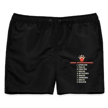 Mein Bowling Wochenende – Club Geschenkidee - Männer Badeshorts - Schwarz - Vorne - AI Model Male 178 light (178cm)
