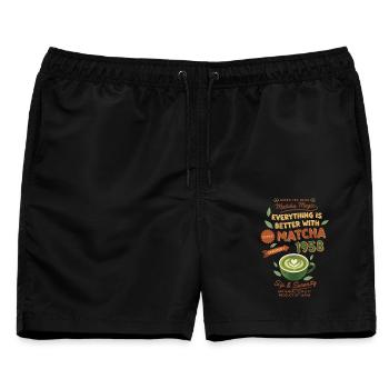 Mit Matcha 1958 grünem Tee ist alles besser - Männer Badeshorts - Schwarz - Vorne - AI Model Male 178 light (178cm)