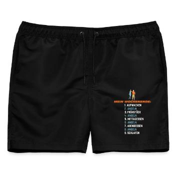 Mein Wochenende: Nur Angeln - Männer Badeshorts - Schwarz - Vorne - AI Model Male 178 light (178cm)