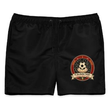 FC Bierdeckel Taktik - Männer Badeshorts - Schwarz - Vorne - AI Model Male 178 light (178cm)