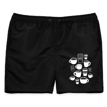 Coffee Kaffeebecher - Männer Badeshorts - Schwarz - Vorne - AI Model Male 178 light (178cm)