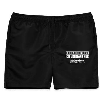 Posaune Ich diskutiere nicht Ich übertöne nur - Männer Badeshorts - Schwarz - Vorne - AI Model Male 178 light (178cm)