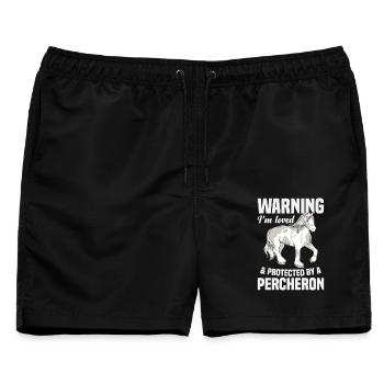 Reiter-geliebter und geschützter Pferdebesitzer Percheron - Männer Badeshorts - Schwarz - Vorne - AI Model Male 178 light (178cm)