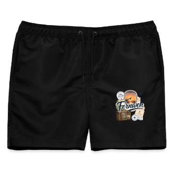 Fernweh - Reise - Abenteuer - Männer Badeshorts - Schwarz - Vorne - AI Model Male 178 light (178cm)