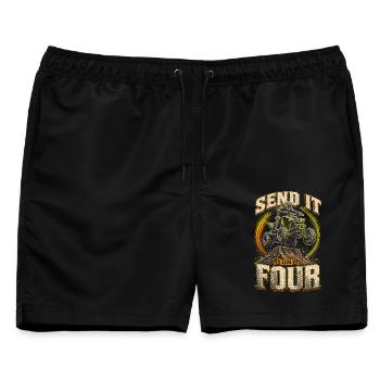 ATV Quad Fahren Quads Quadfahrer Send It On Four - Männer Badeshorts - Schwarz - Vorne - AI Model Male 178 light (178cm)
